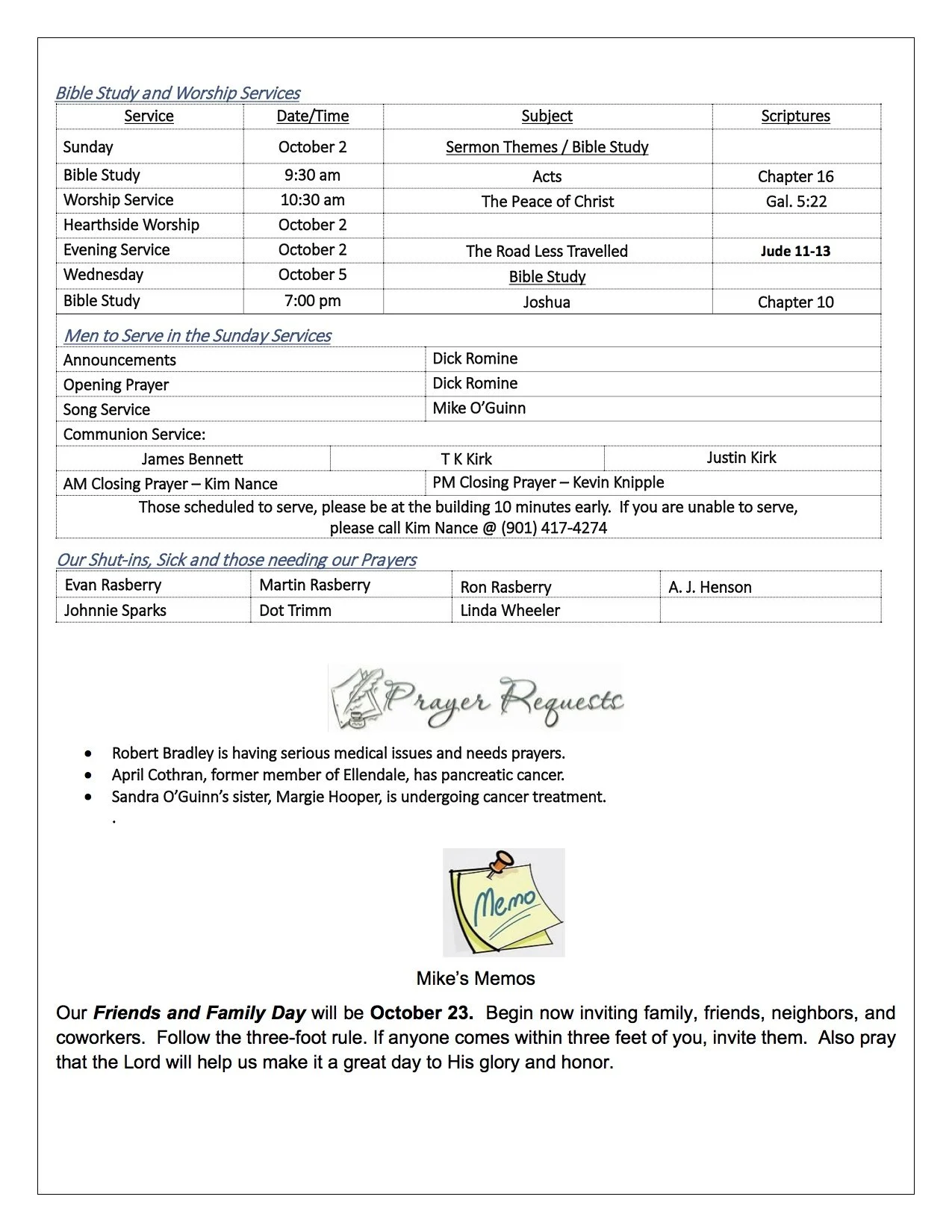 Bulletin — Ellendale Church of Christ