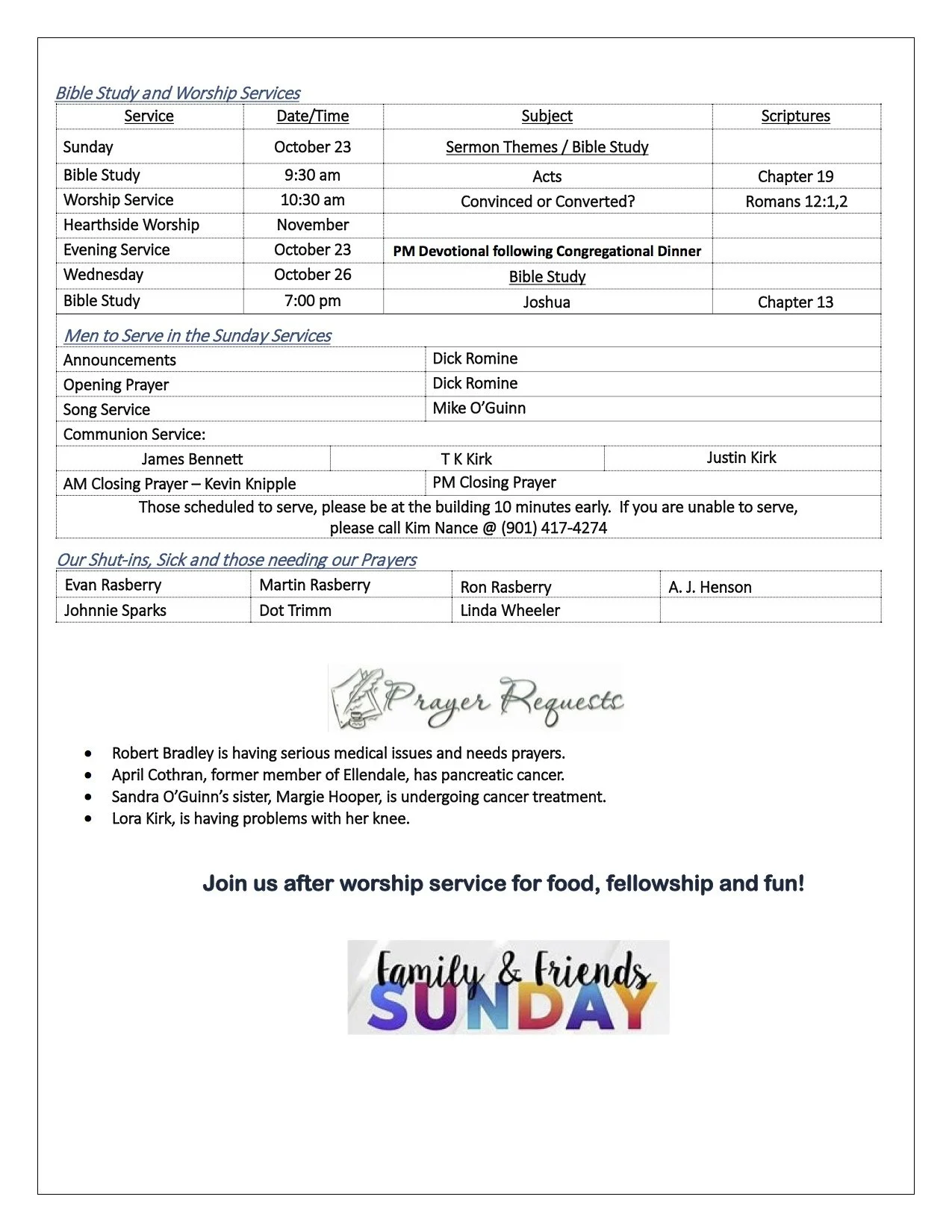 Bulletin — Ellendale Church of Christ