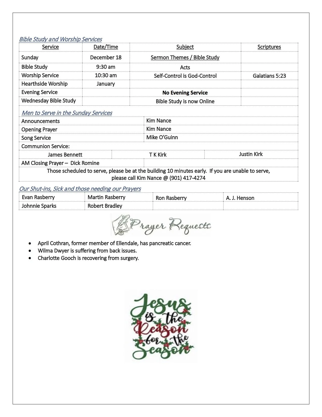 Bulletin — Ellendale Church of Christ