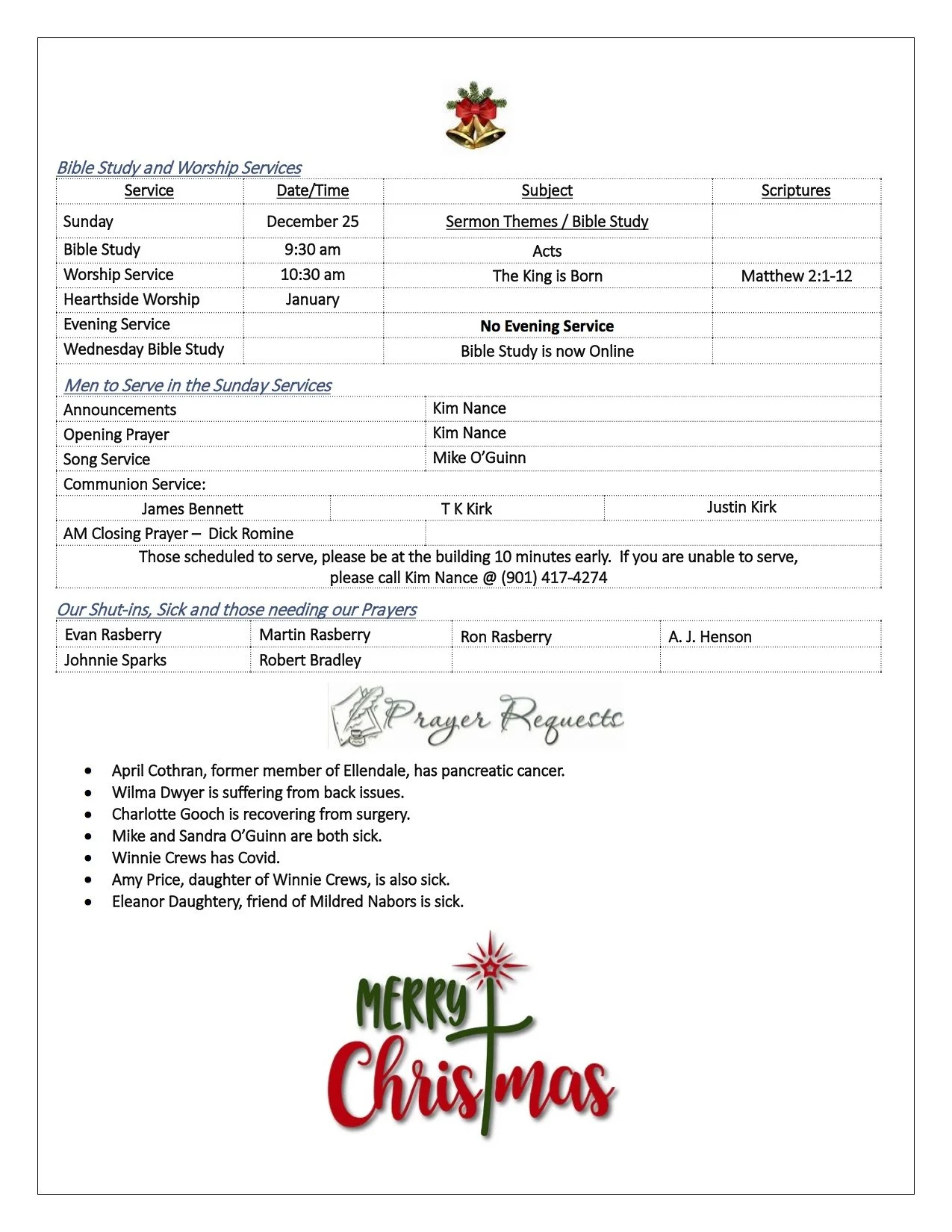 Bulletin — Ellendale Church of Christ