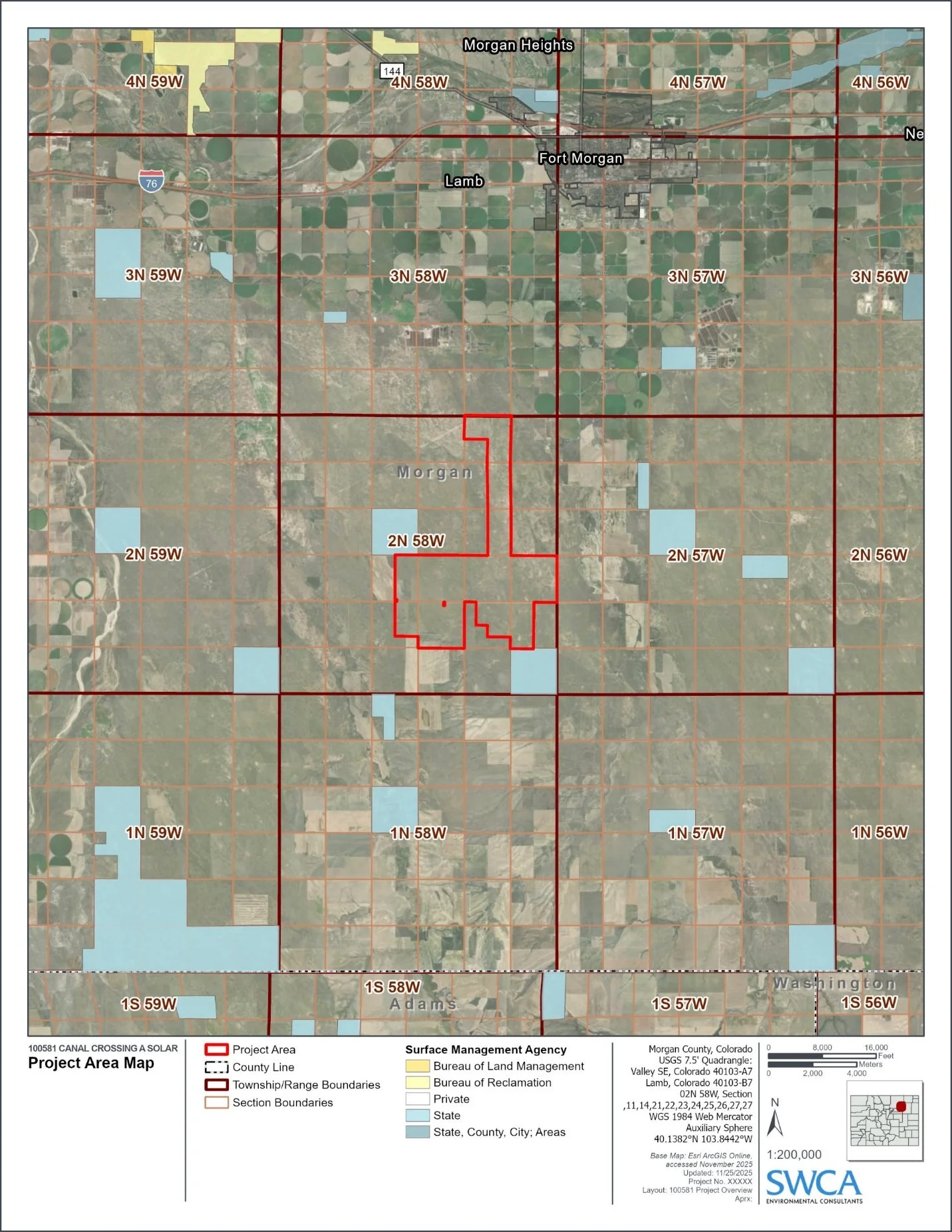 Satellite project map of Morgan County Colorado