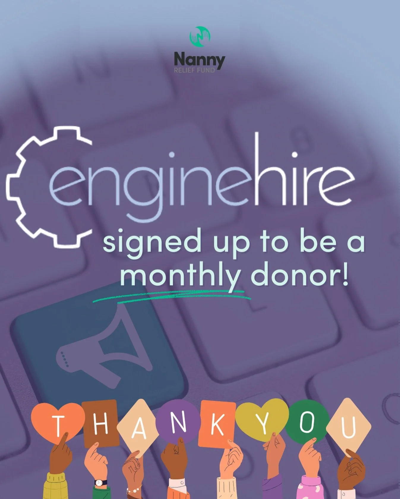 A heartfelt thank you to @enginehire, long-time donor and true friend to Nanny Relief Fund 💚

They signed up during night 1 of our &ldquo;Double the Care&rdquo;Instagram Live, and their continued monthly support plays a vital role in helping us prov