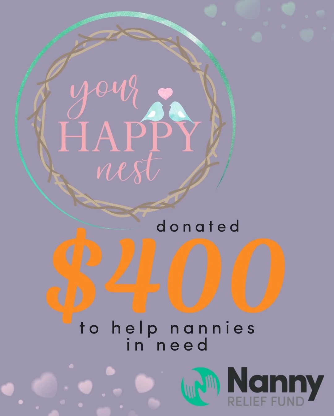 🎉Big love to @yourhappynestnanny 🪺
This incredible nanny agency serving Atlanta, Charleston, and Charlotte watched our live, joined us, and donated $400 during our event last week, and thanks to @auntannsinhousestaffing matching challenge, their im