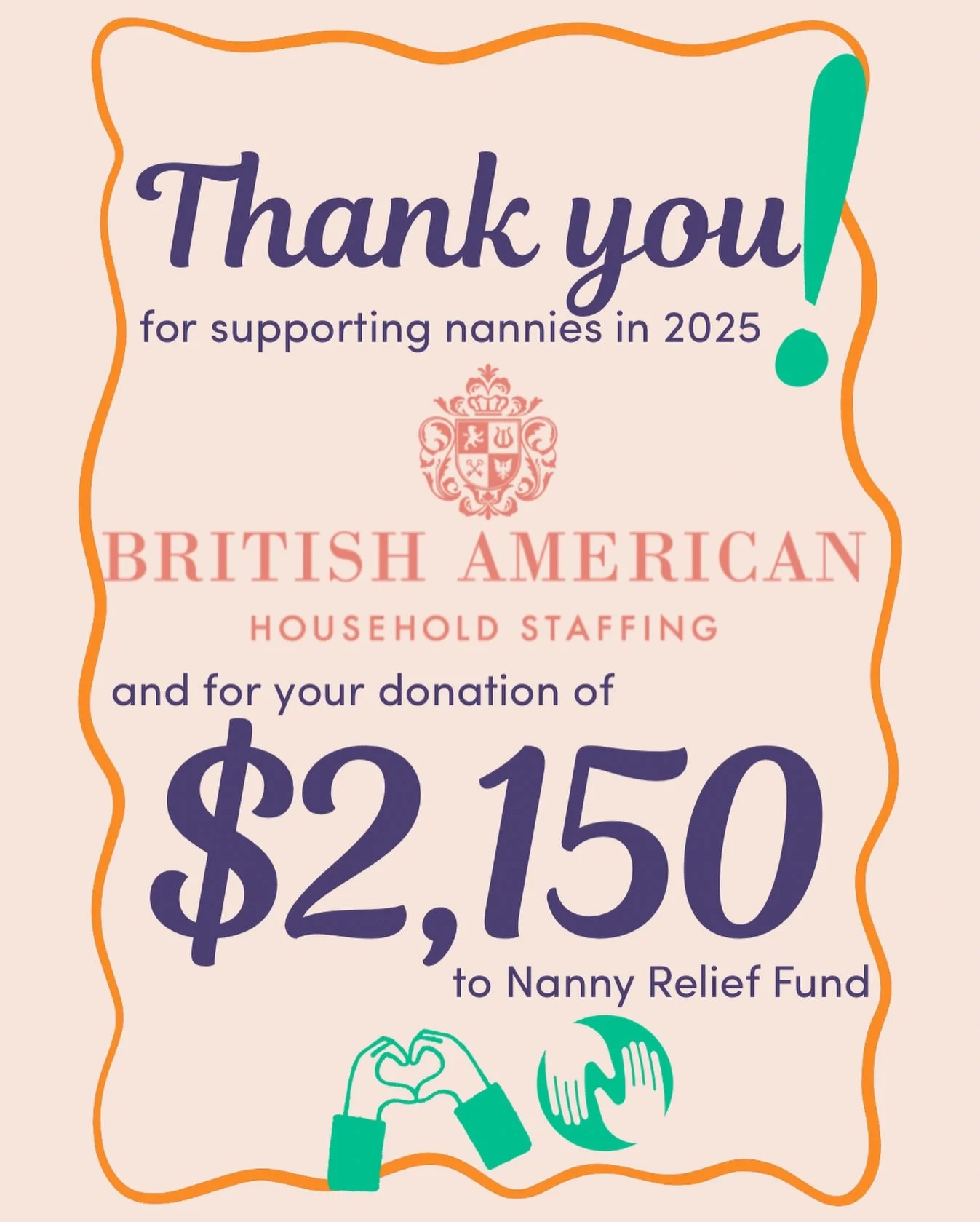 Shouting from the rooftops a thank you for @britishamericanhs 📣

Thank you for donating to NRF and our California Fire Fund in 2025 and standing with nannies impacted by last year&rsquo;s devastating fires. More than 25% of our grants went to nannie