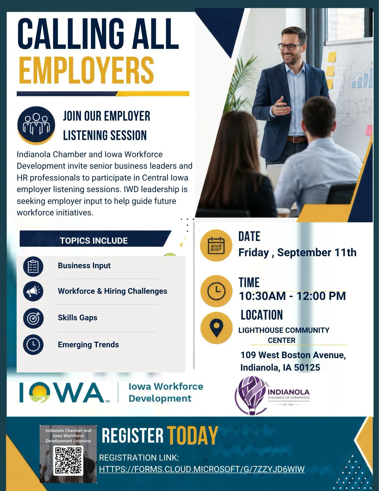 Iowa Workforce Development & Indianola Chamber's Employer Listening Session