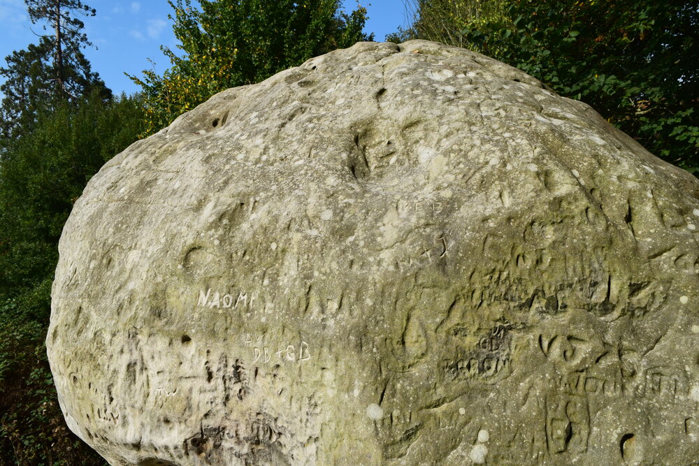 Walk Tonbridge - Walk 15 - Castle on The Hill - chiding stone - Chiddingstone - close up - graffiti -  national trust - sandstone.jpeg