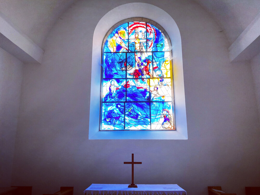Walk Tonbridge - Walk 23 - The Trinity - All Saints Church - Tudeley - Kent - Marc Chagall -  windows - memorial window.jpg