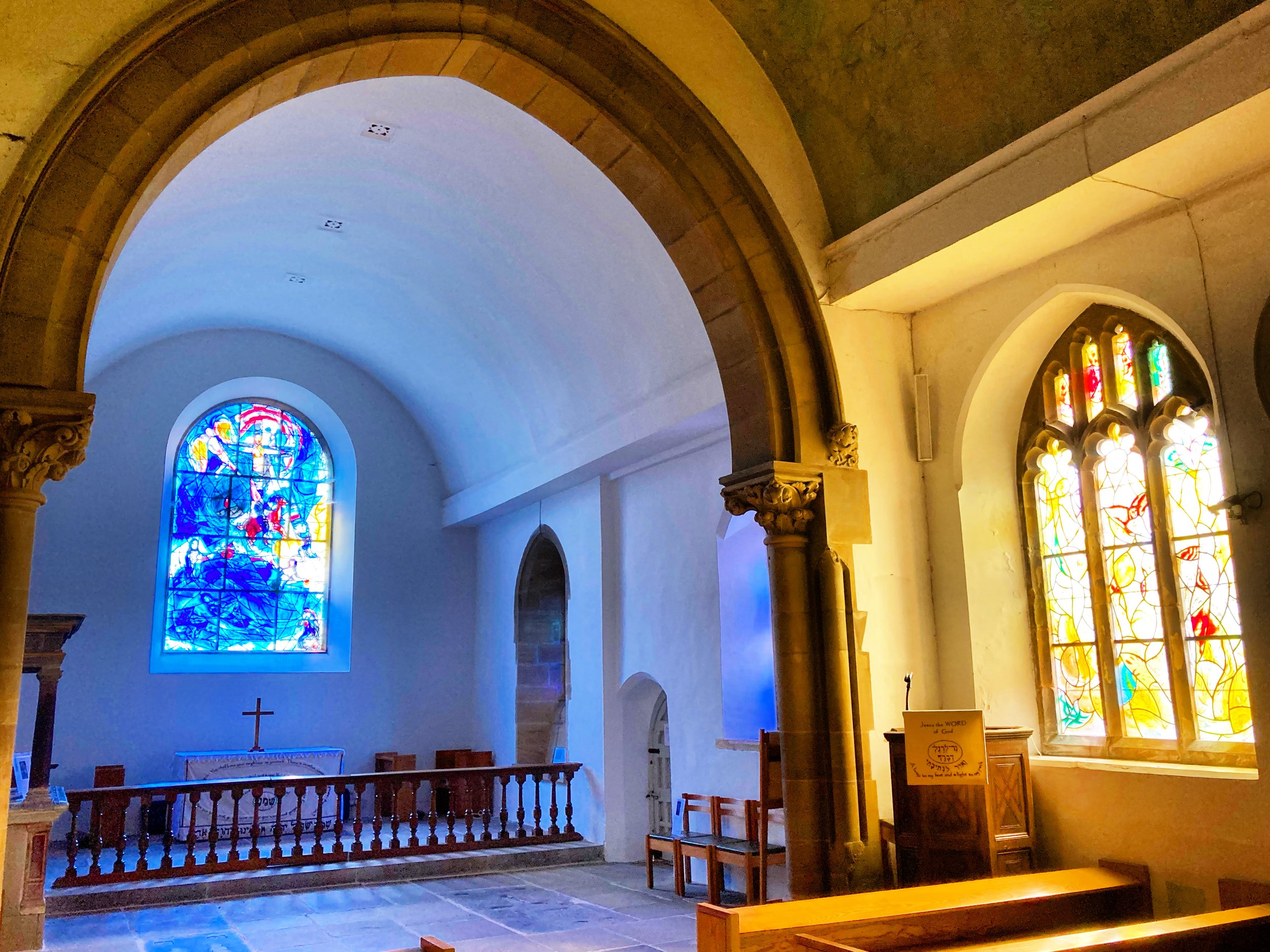 Walk Tonbridge - Walk 23 - The Trinity - All Saints Church - Tudeley - Kent - Marc Chagall -  windows - blue and gold.jpg