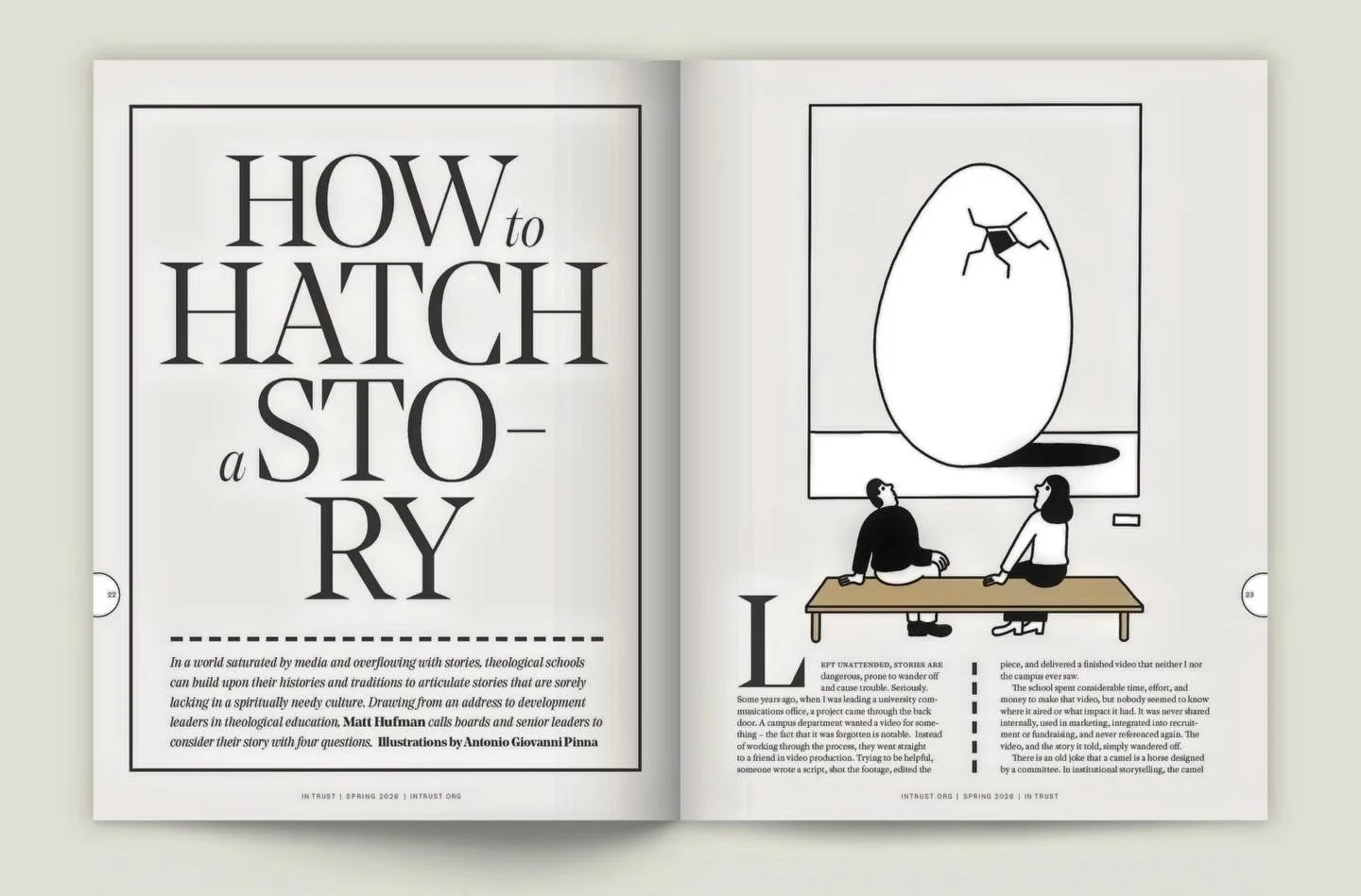 In a spiritually needy world, schools can call upon their histories and traditions to articulate stories that are sorely lacking and meaningful right now. 
 Illustrations by @antogiopinna for @intrustmedia

#illustration #editorialdesign #highereduca