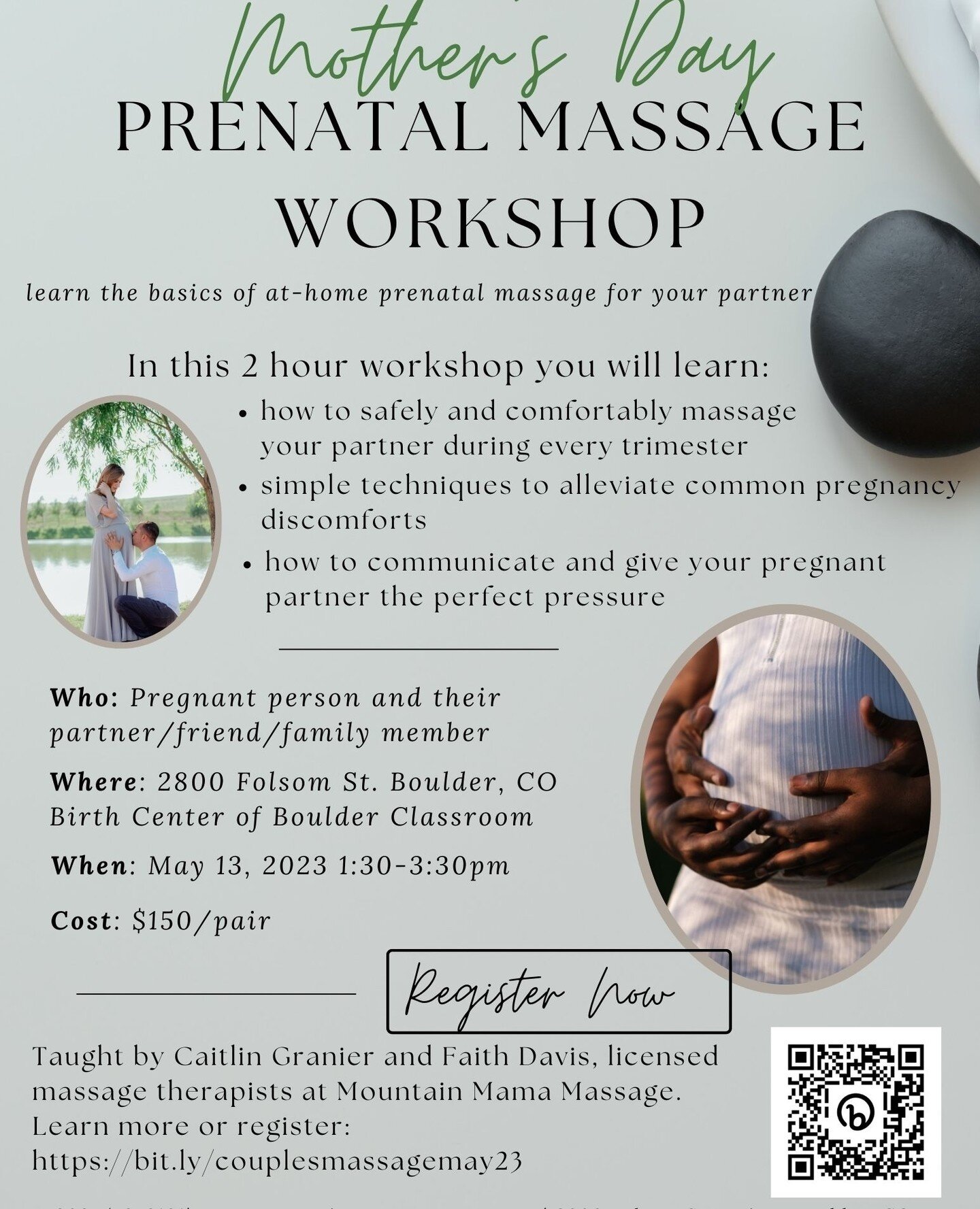 More details about our Mother's Day prenatal massage workshop!