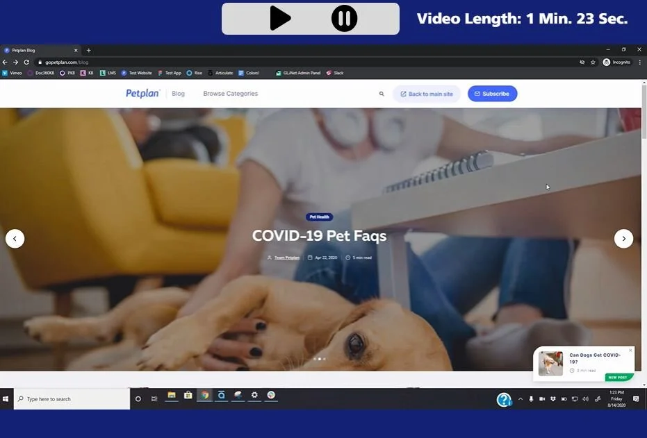 Each video has controls at the top and the "back" button does not appear until the user reaches the end of the video. 