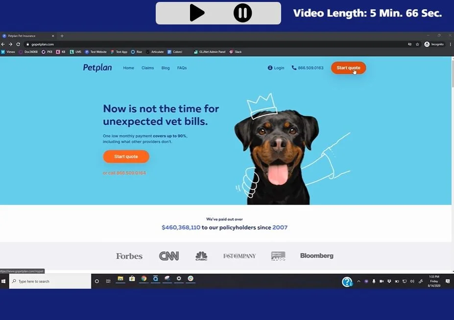 Each video has controls at the top and the "back" button does not appear until the user reaches the end of the video. 