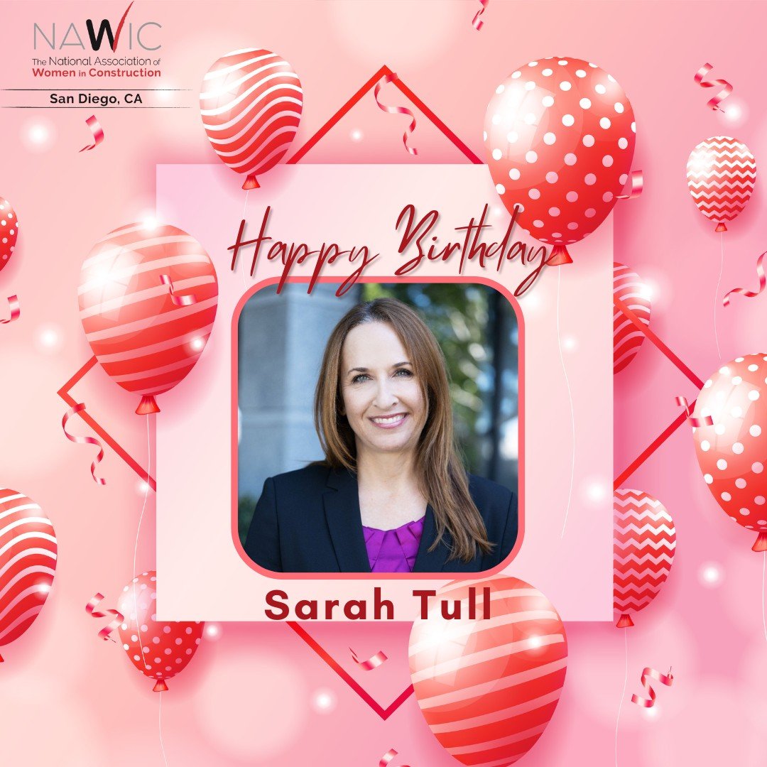 🥂 🎉 🎈 Let's Celebrate our April 𝐵𝑖𝑟𝑡ℎ𝑑𝑎𝑦!!

𝙃𝙖𝙥𝙥𝙮 𝘽𝙞𝙧𝙩𝙝𝙙𝙖𝙮

NAWIC San Diego Chapter 21 would like to celebrate our April member Birthday, Sarah Tull. Wishing you, the absolute best on your best day of the year!

#Birthday #NAWI