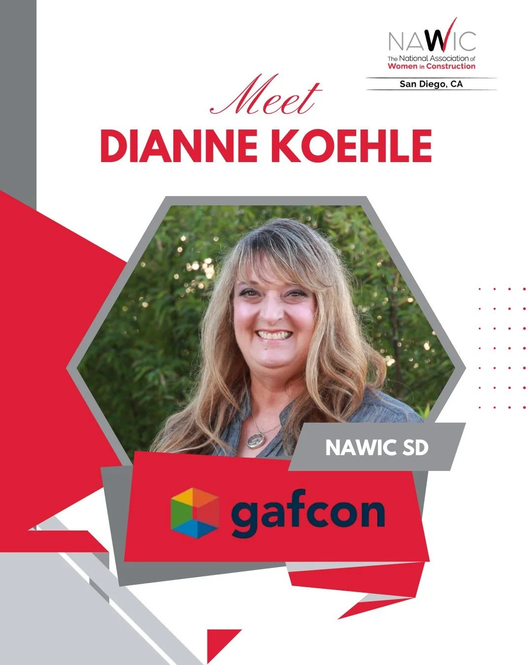 We’re thrilled to welcome Dianne Koehle back to the NAWIC San Diego Chapter, transferring from our sister chapter in Orange County! 🌴✨
Dianne brings over 17 years of dedicated involvement in NAWIC, having served in local, regional, and nation