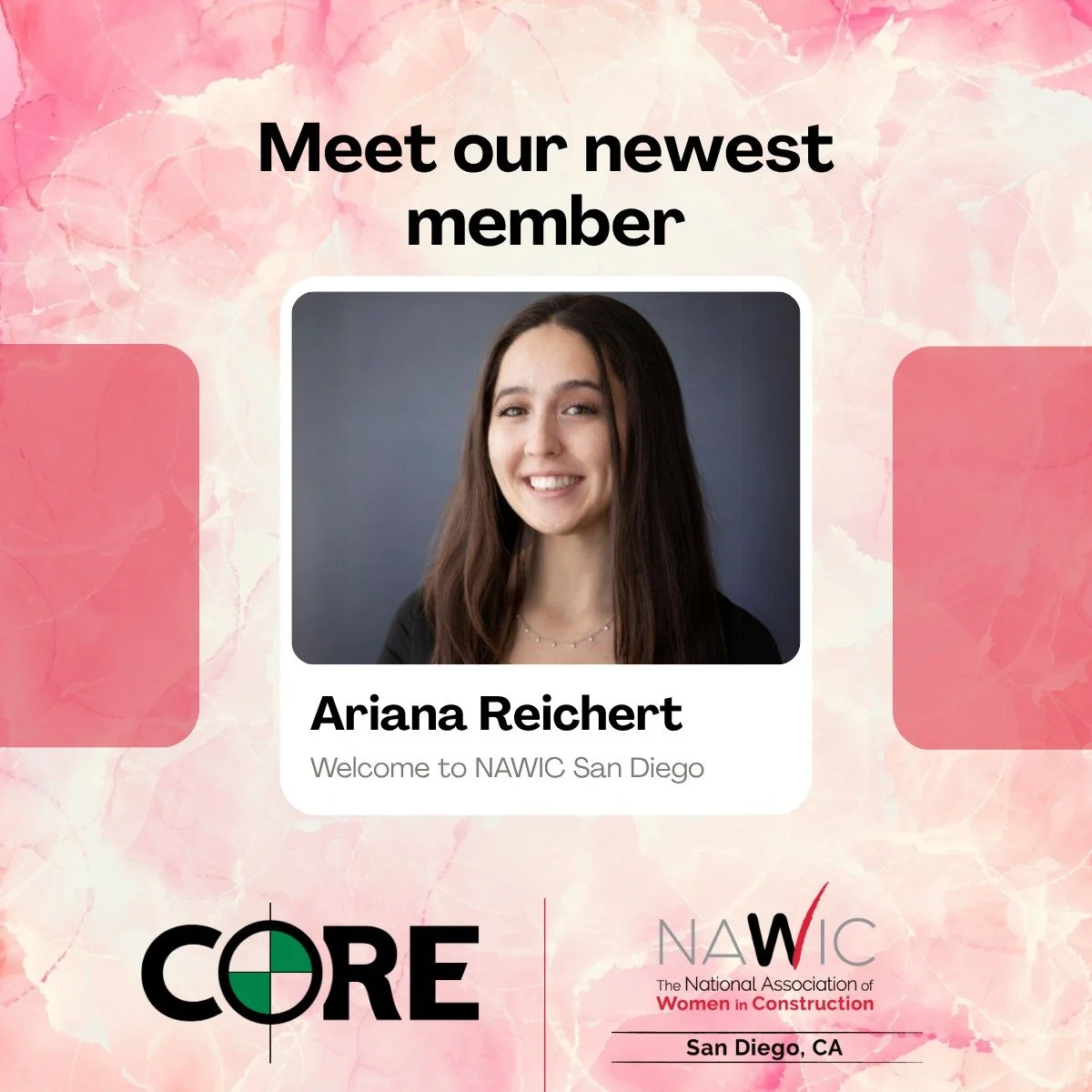 🎉 Please join us in welcoming Ariana Reichert from CORE to NAWIC San Diego Chapter 21! With 5 years in the construction industry, Ariana brings a passion for learning, connection, and growth to our chapter.
When she’s not on the job, you can