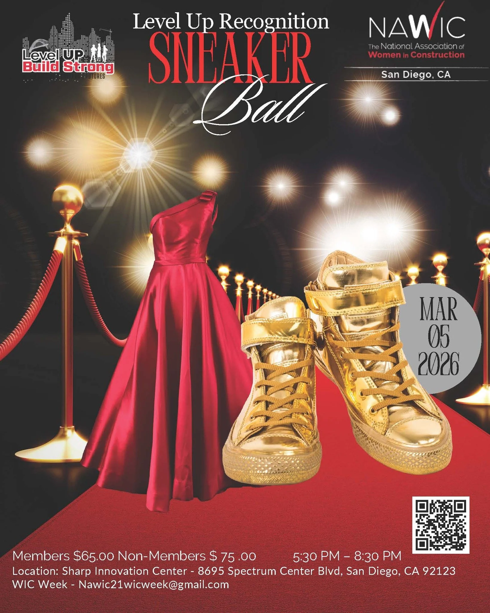 Join us for NAWIC San Diego&rsquo;s 2026 Sneaker Ball on March 5th! Get dressed up, lace up your favorite sneakers, and celebrate WIC Week with an evening of networking, fun, and style.

Space is limited. Registration closes February 19th, so get you
