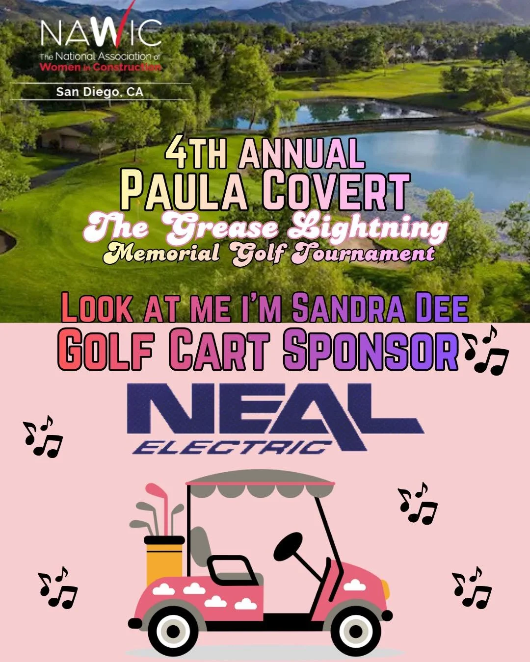 🎶 Sponsor Spotlight &ndash; Golf Cart Sponsor 🎶

🎤 &ldquo;Look at me, I&rsquo;m Sandra Dee&hellip;&rdquo; 🎶

NAWIC San Diego Chapter 21  Is excited to spotlight our Golf Cart Sponsor, Neal Electric Corp. ! ⚡🏌️&zwj;♀️

Thank you for powering our 