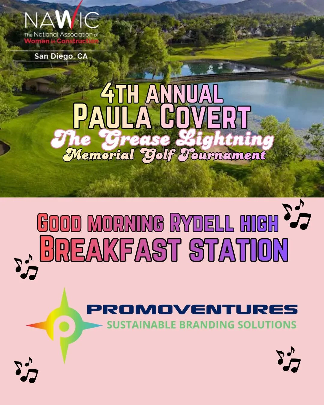 🎶 Sponsor Spotlight &ndash; Breakfast Sponsor 🎶

🌯&rdquo;Good Morning Rydell High&hellip;&rdquo; 🎶

NAWIC San Diego Chapter 21 Is excited to spotlight our Breakfast Sponsor, Promoventures, Inc. ! ⚡🏌️&zwj;♀️

Thank you for powering our tournament