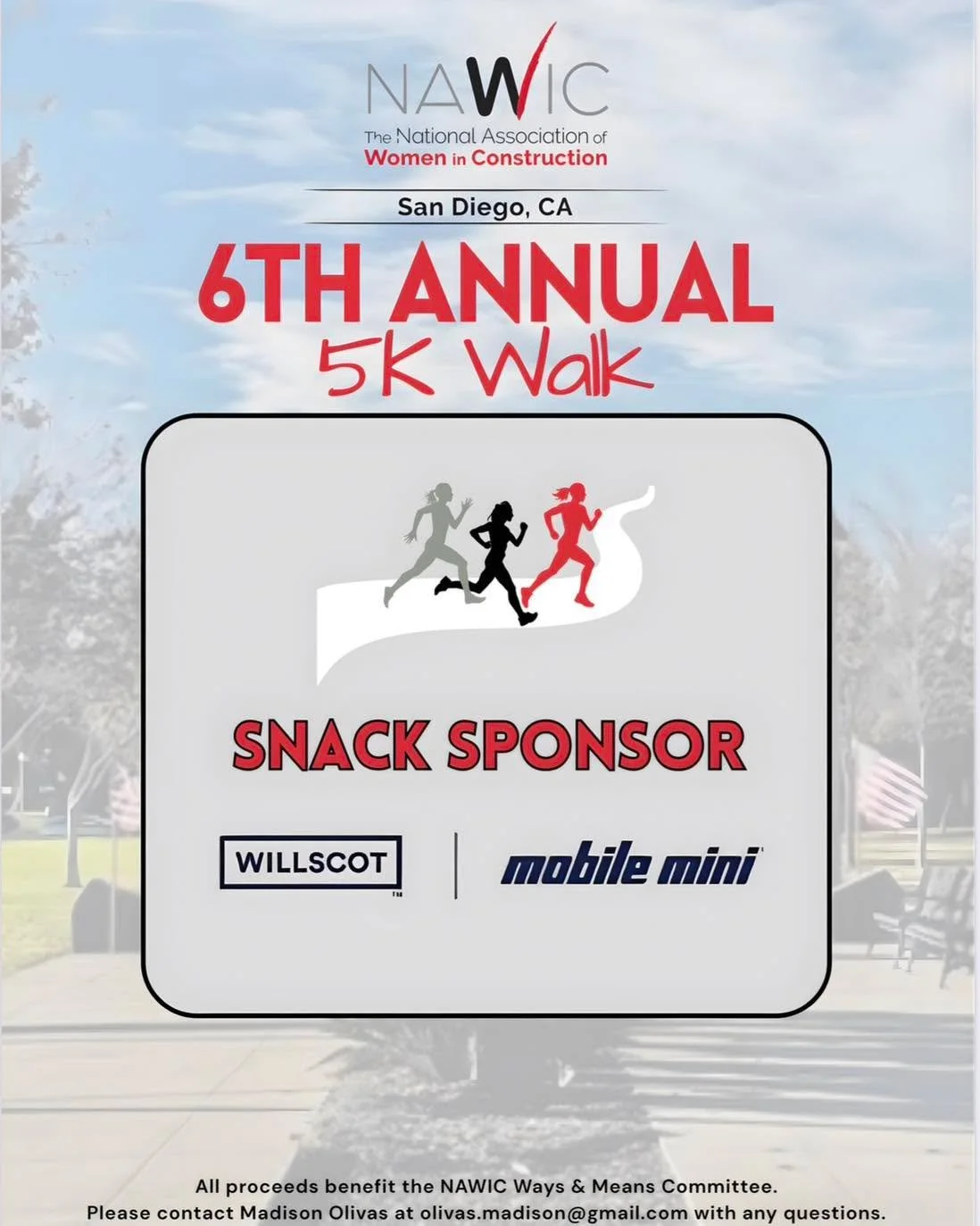 🌟 NAWIC 5K Sponsor 

✨ We&rsquo;re getting excited for our upcoming NAWIC 5K and want to take a moment to THANK our incredible sponsors who are already stepping up to support this event!

👏 😋Shoutout to our amazing Snack sponsors:
WillScot Mobile 
