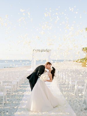 Beach wedding ceremony setup