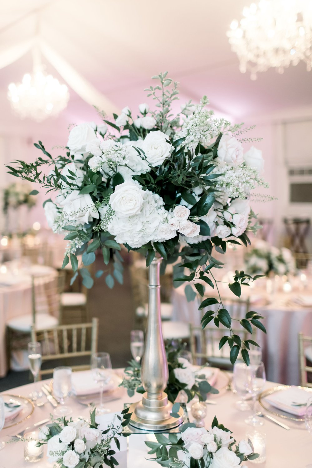 White wedding floral arrangements