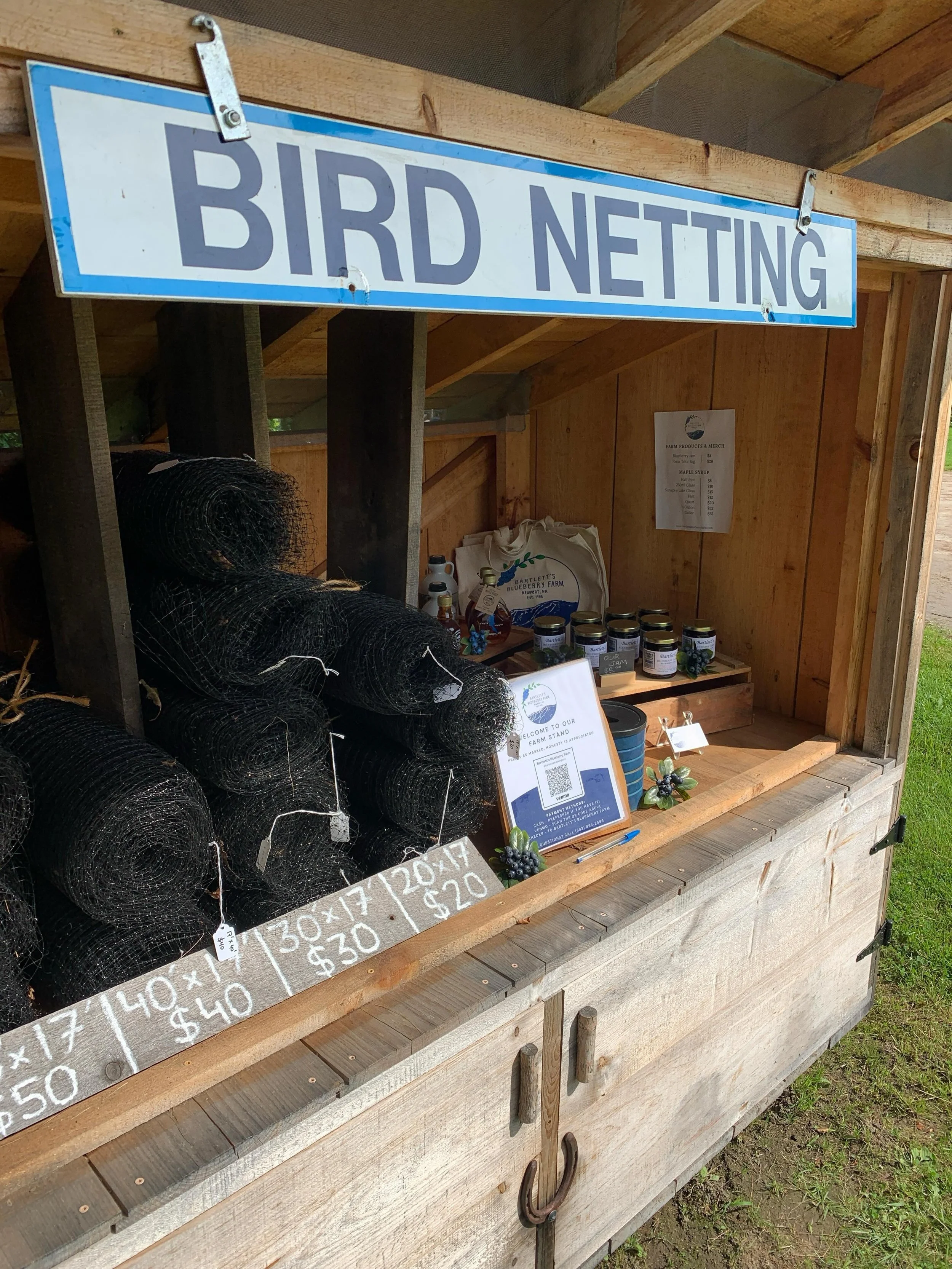The season is fast approaching!! Netting available now and our homemade blueberry jam will be at our farm stand on Wednesday June 10th!!
