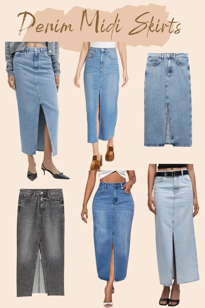 Denim midi skirt
