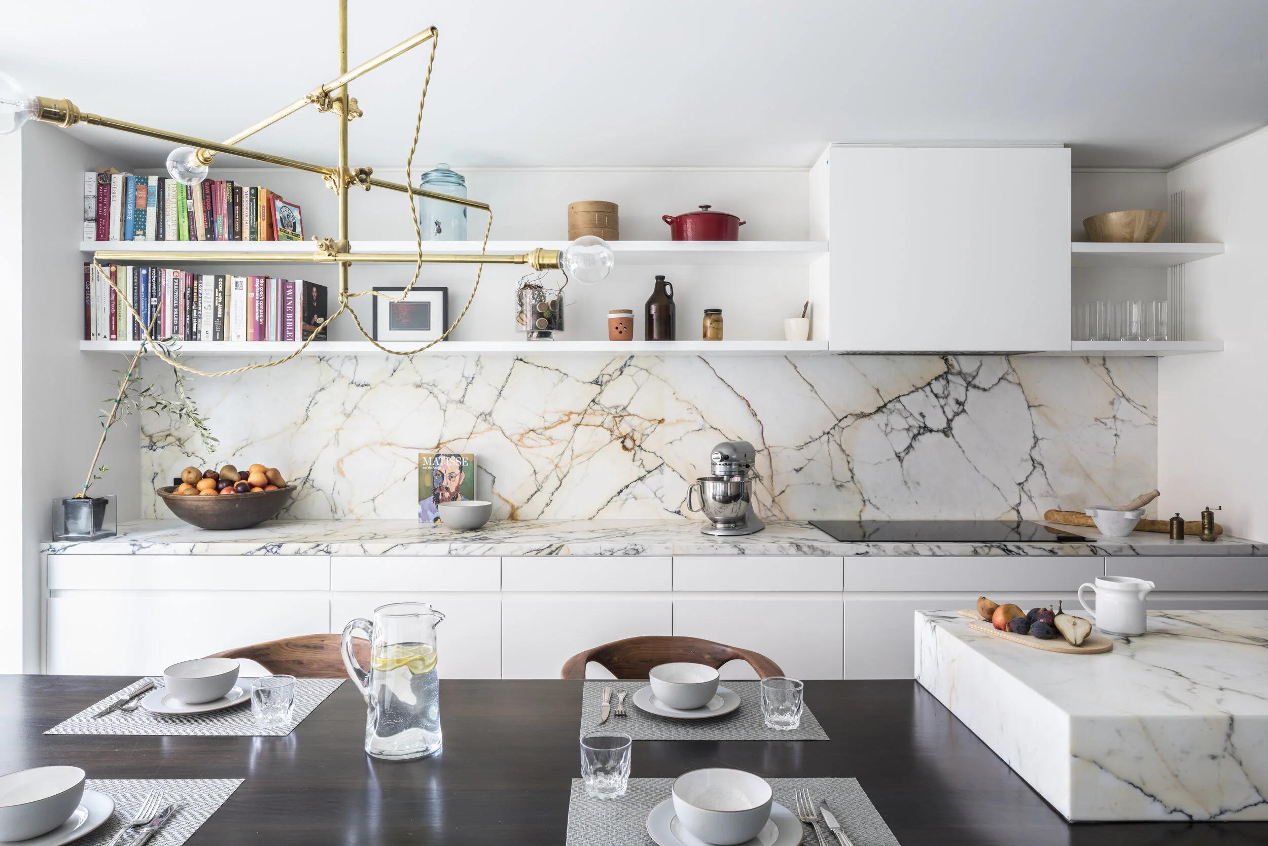 Gold & Silver Kitchen Marble Backsplash - Interior Design Services
