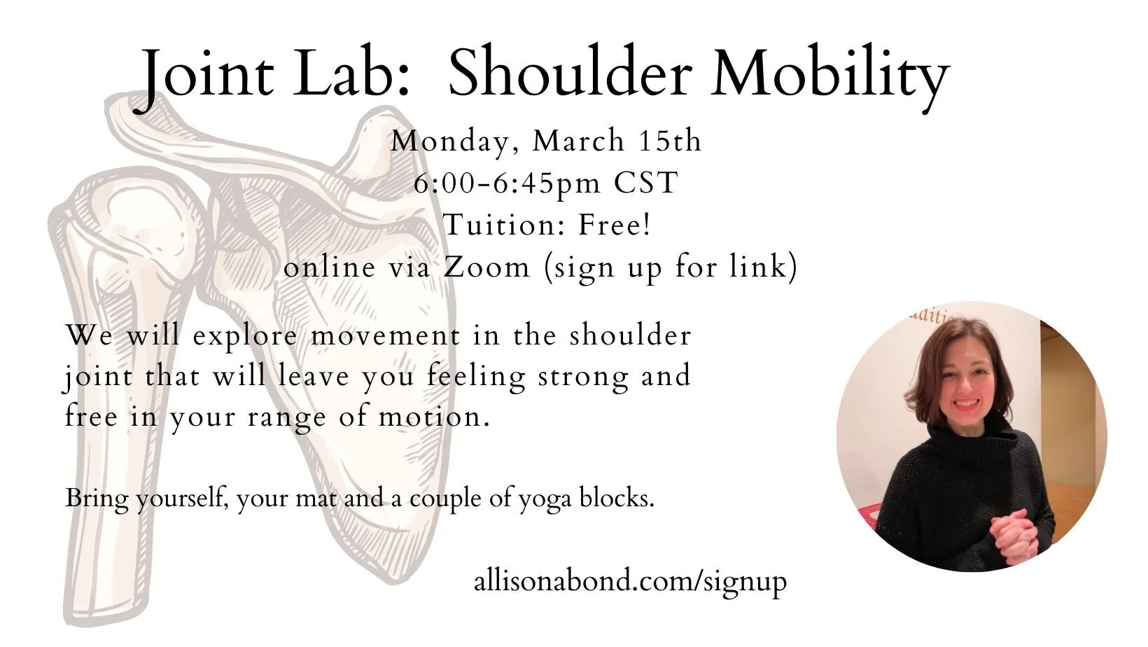 JOINT LAB: Shoulder Mobility (free online via Zoom)