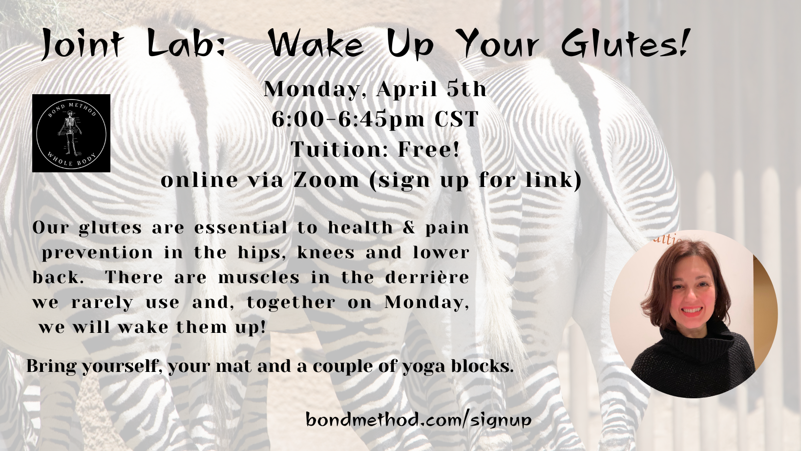 JOINT LAB: Wake Up Your Glutes (free online via Zoom)