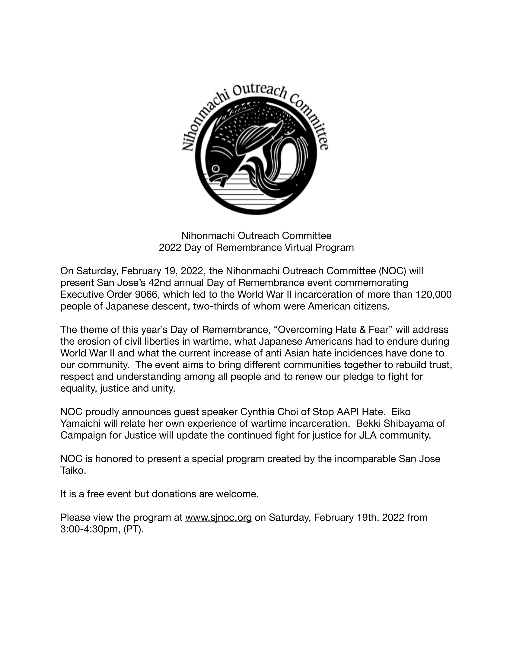 Nihonmachi Outreach Committee 2022 Day of Remembrance