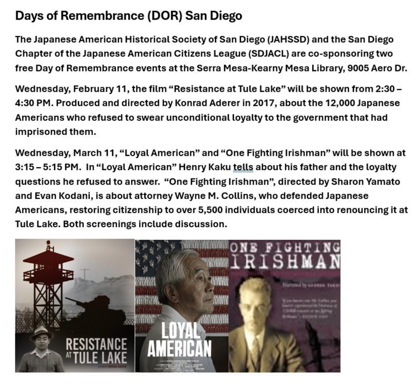 San Diego Days of Remembrance - "Resistance at Tule Lake"