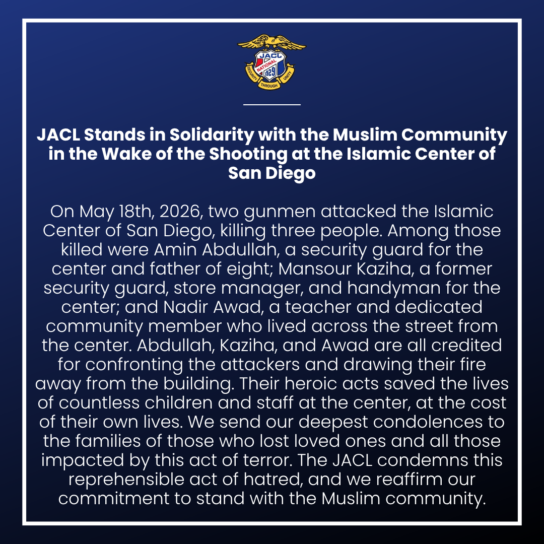 JACL Stands in Solidarity with the Muslim Community in the Wake of the Shooting at the Islamic Center of San Diego