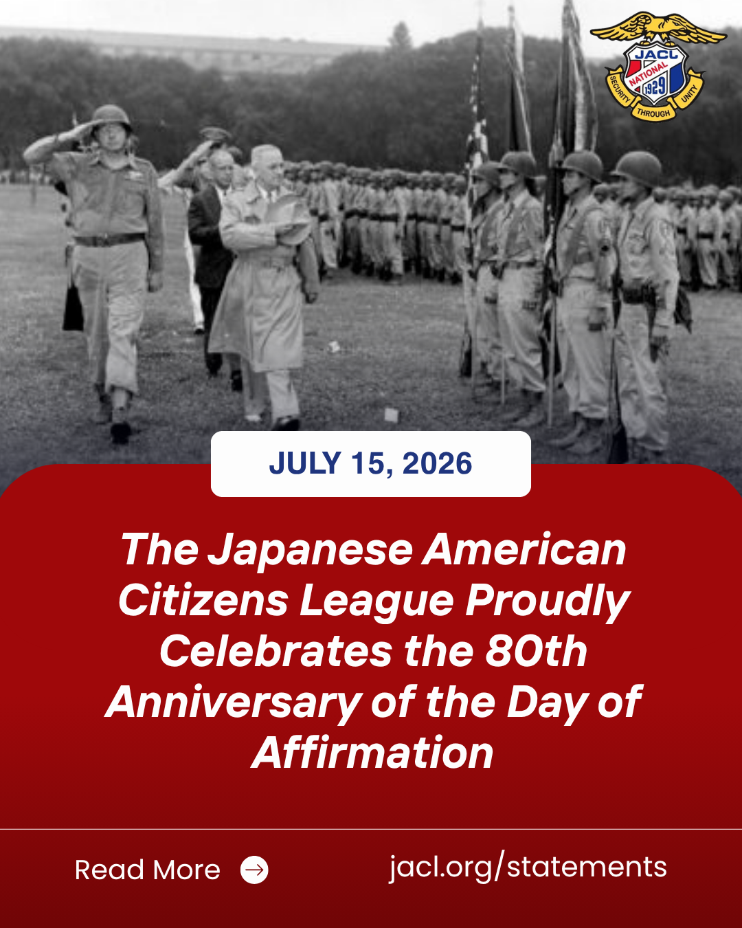 The Japanese American Citizens League Proudly Celebrates the 80th Anniversary of the Day of Affirmation