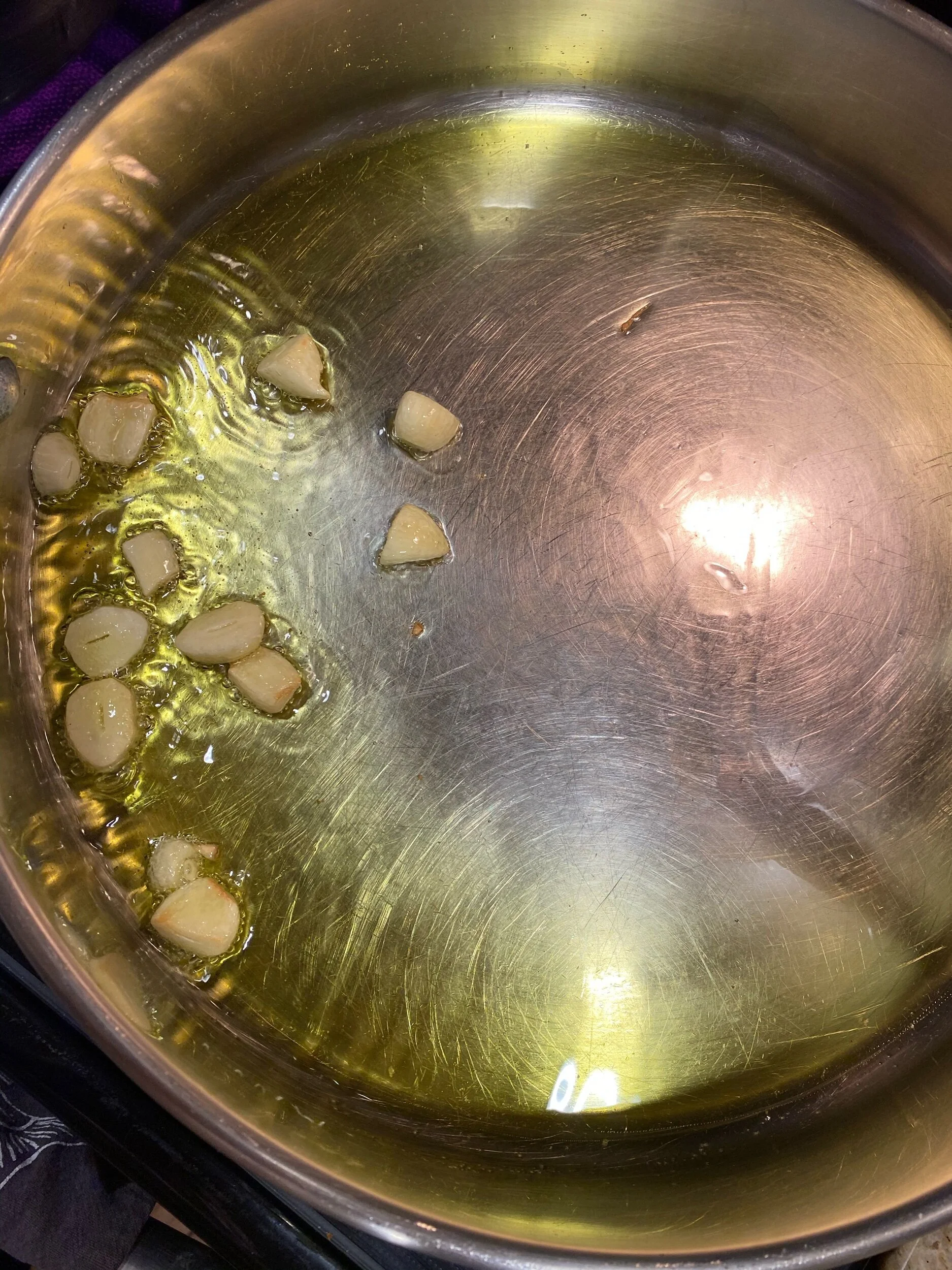 The garlic should be just golden.