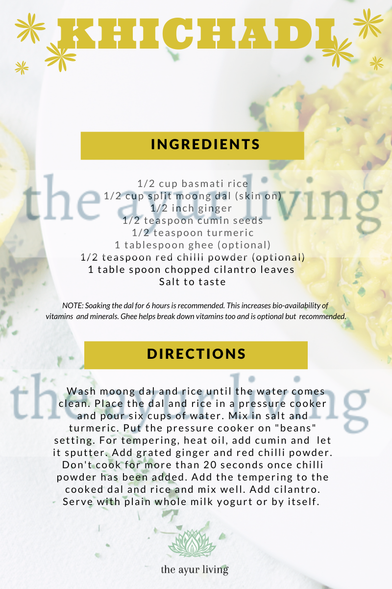 Ayurvedic Khichadi Recipe Card