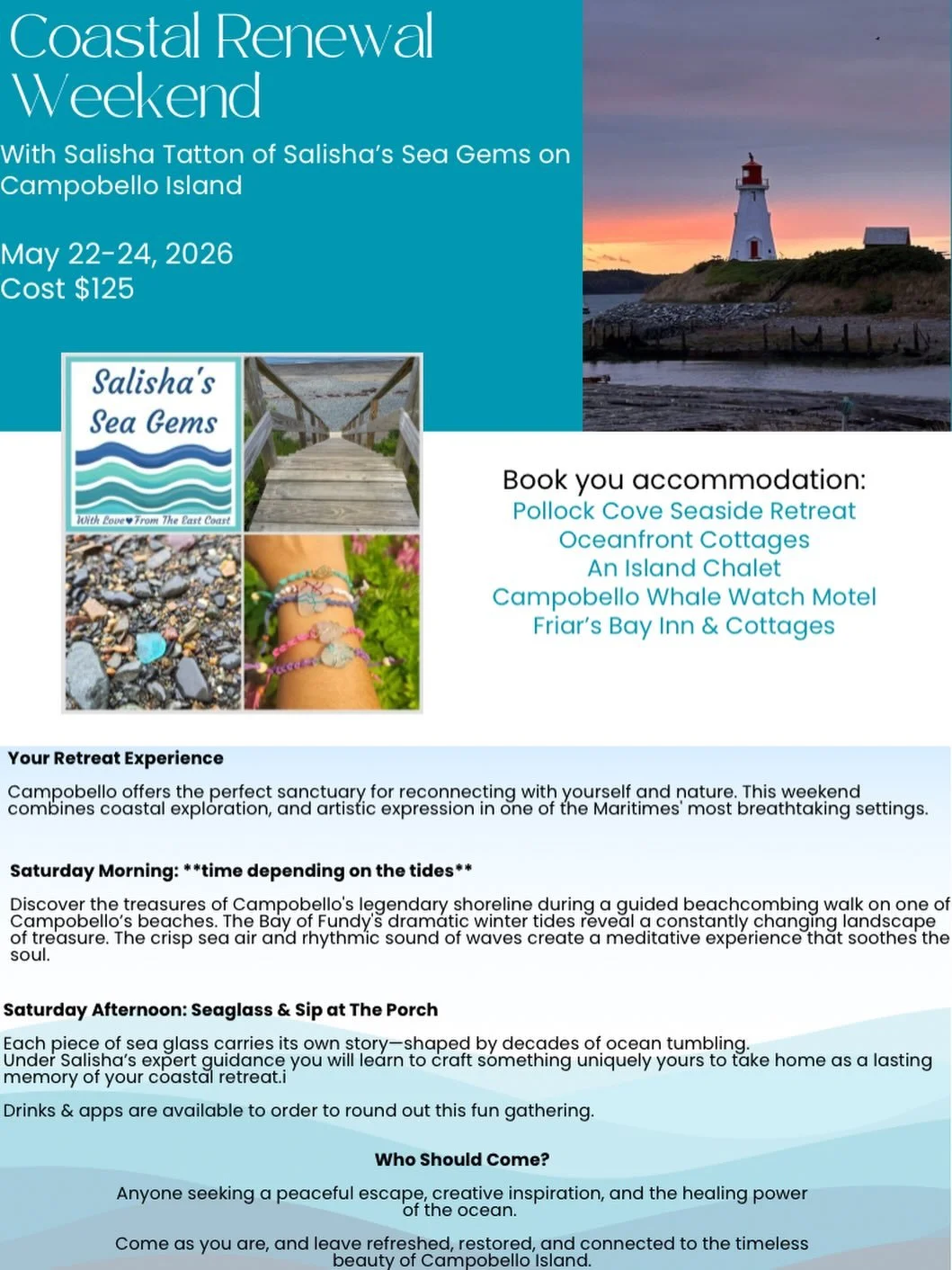 Come have some fun on Campobello May 22-24. Sign up link is in our bio or message us for more info.  #pollockcoveseasideretreat #visitcampobello #campobelloislandseaglassfestival