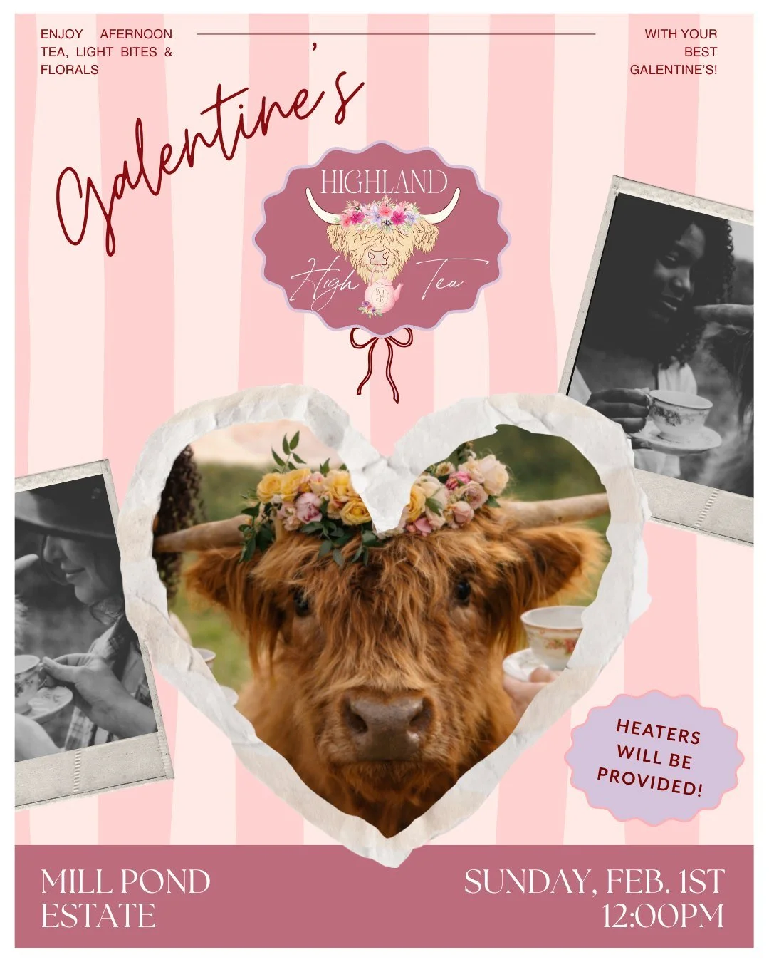 Last chance to snag tickets to our Galentine's Highland High Tea 🫖💕 

Join us at Mill Pond Estate this Sunday, February 1st at 12:00pm for a thoughtfully curated afternoon celebrating tea, florals, and the simple beauty of togetherness 🫶🏻

Ticket