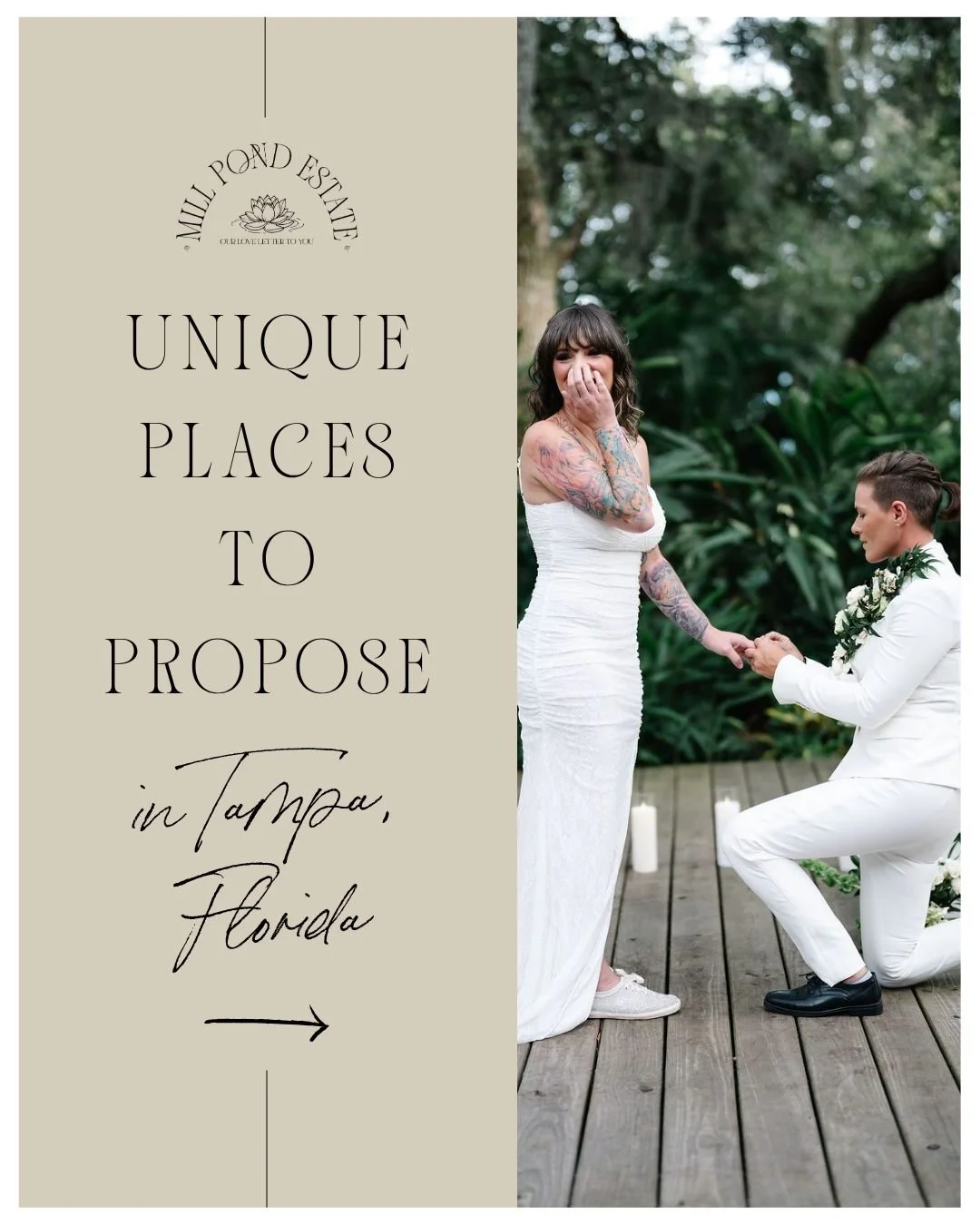 The question might be simple&hellip; but the setting? That&rsquo;s where the magic happens. 💍

Here are a few of our favorite unique places to get engaged around Tampa - (including a bonus spot at the end 😉) - because &ldquo;just anywhere&rdquo; is