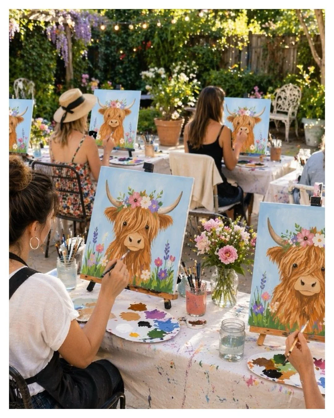 THIS JUST IN 👀 We are so excited to announce that we'll be painting Highland Cows for our very first Brush &amp; Blooms event at Mill Pond Estate 🐮 

Join us on Saturday, April 25th at 2:00pm for a fun-filled afternoon painting your very own Highla