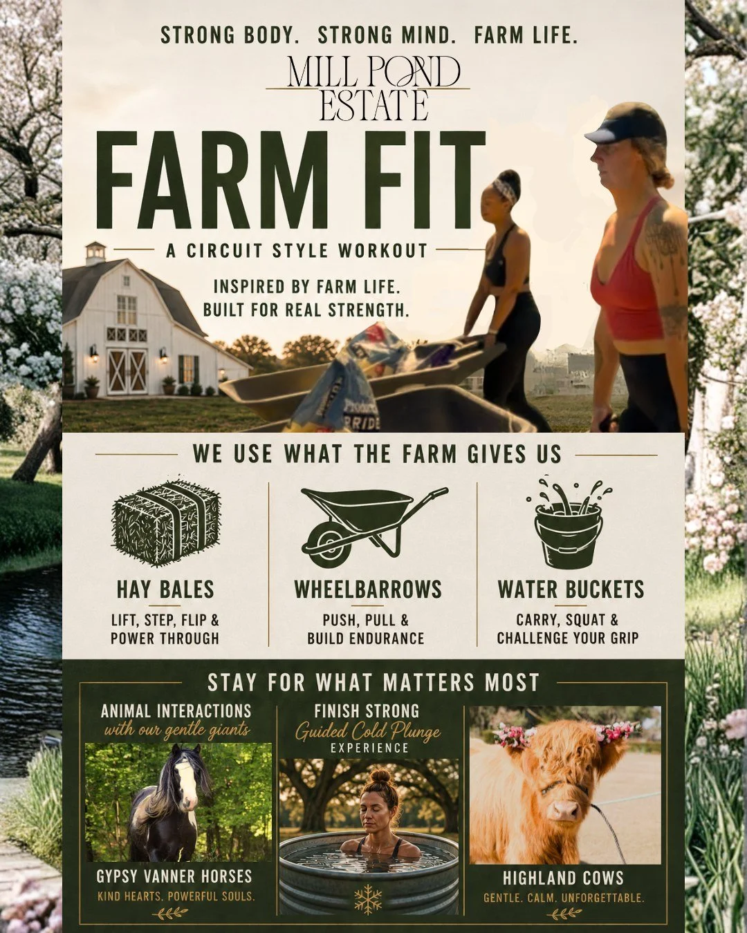 Who needs a gym when you've got hay bales, wheelbarrows, and wide open skies? 🌾💪

Farm Fit is a unique circuit-style workout created by @heatherfitfoodie inspired by real farm life and built for real strength. We use what the farm gives us (because