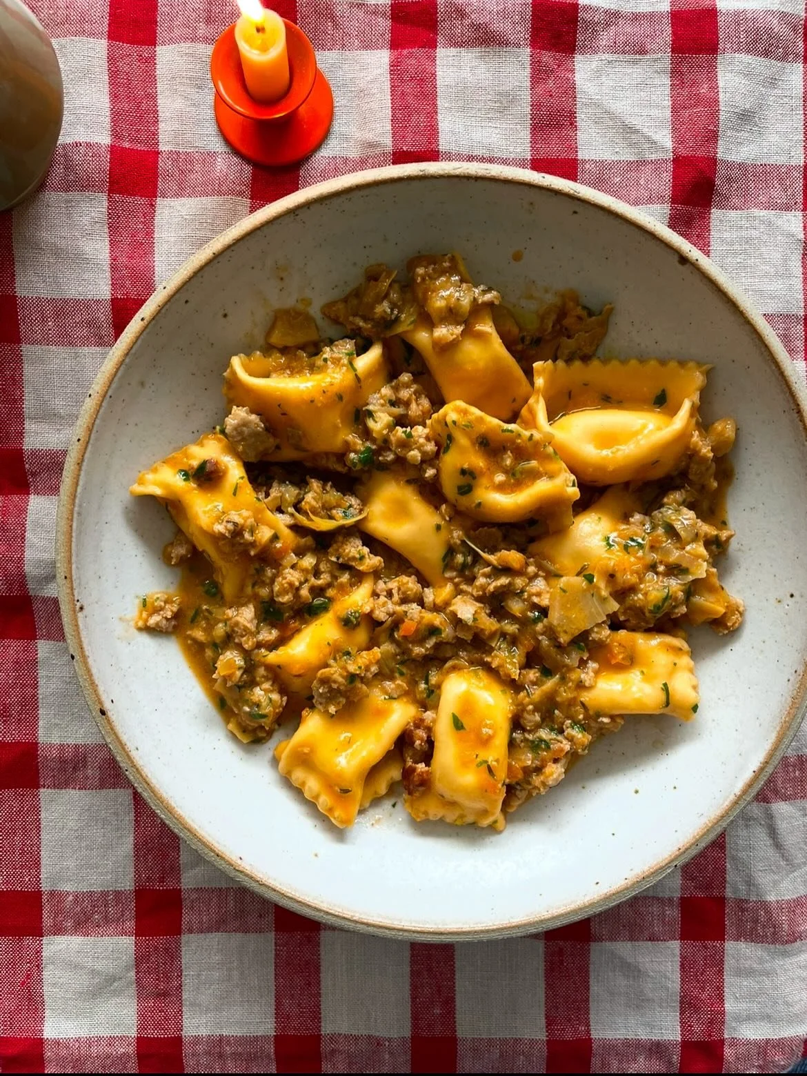 Process pics of polenta agnolotti with sausage and artichoke ragu, another dish I&rsquo;ll be serving up at my pop up at @sorrel.stores next Friday. Plus a deliciously refreshing fig leaf and lime posset with poached cherries on the side. 

This is a