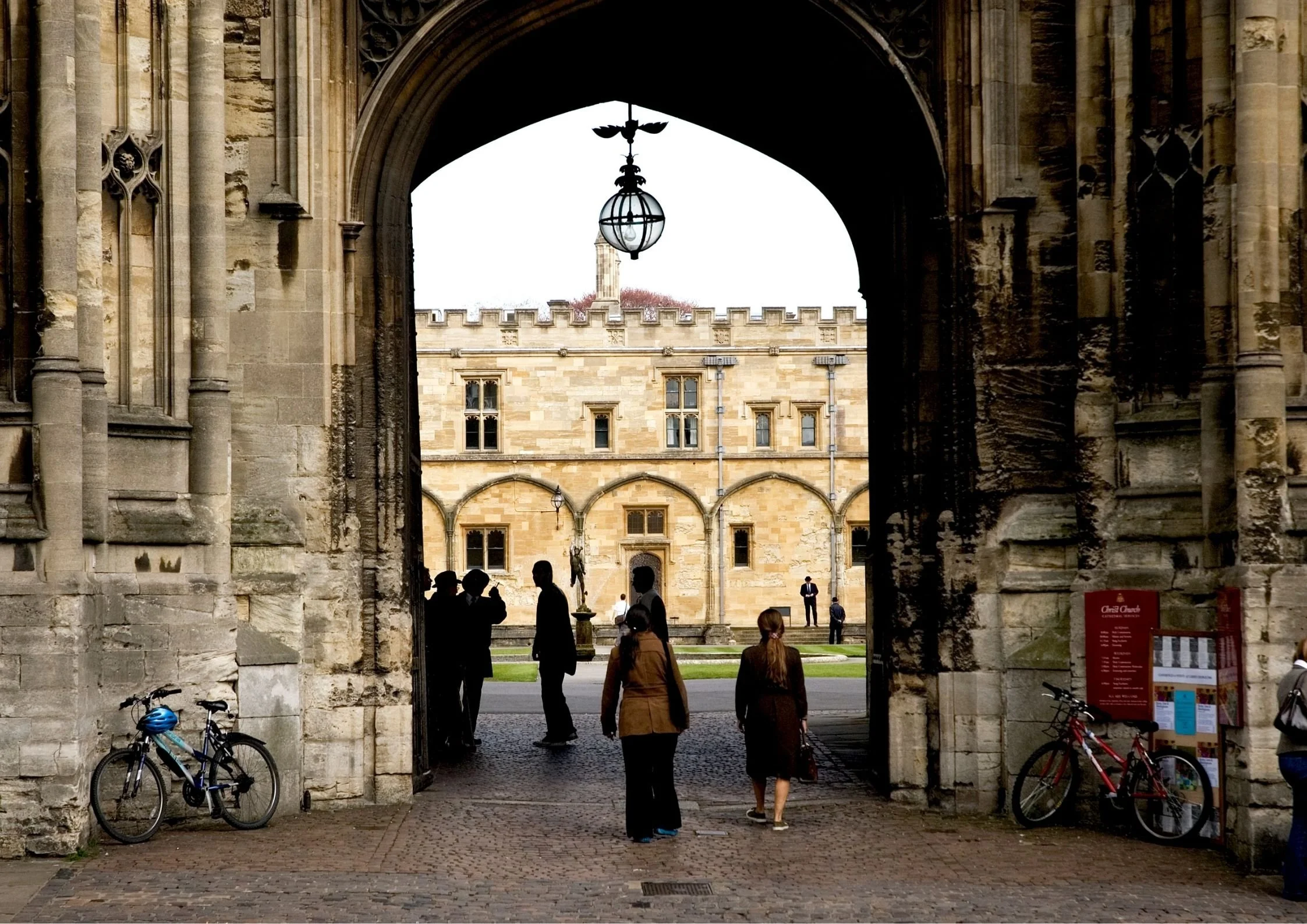 Law students outside Christ Church College at the University of Oxford