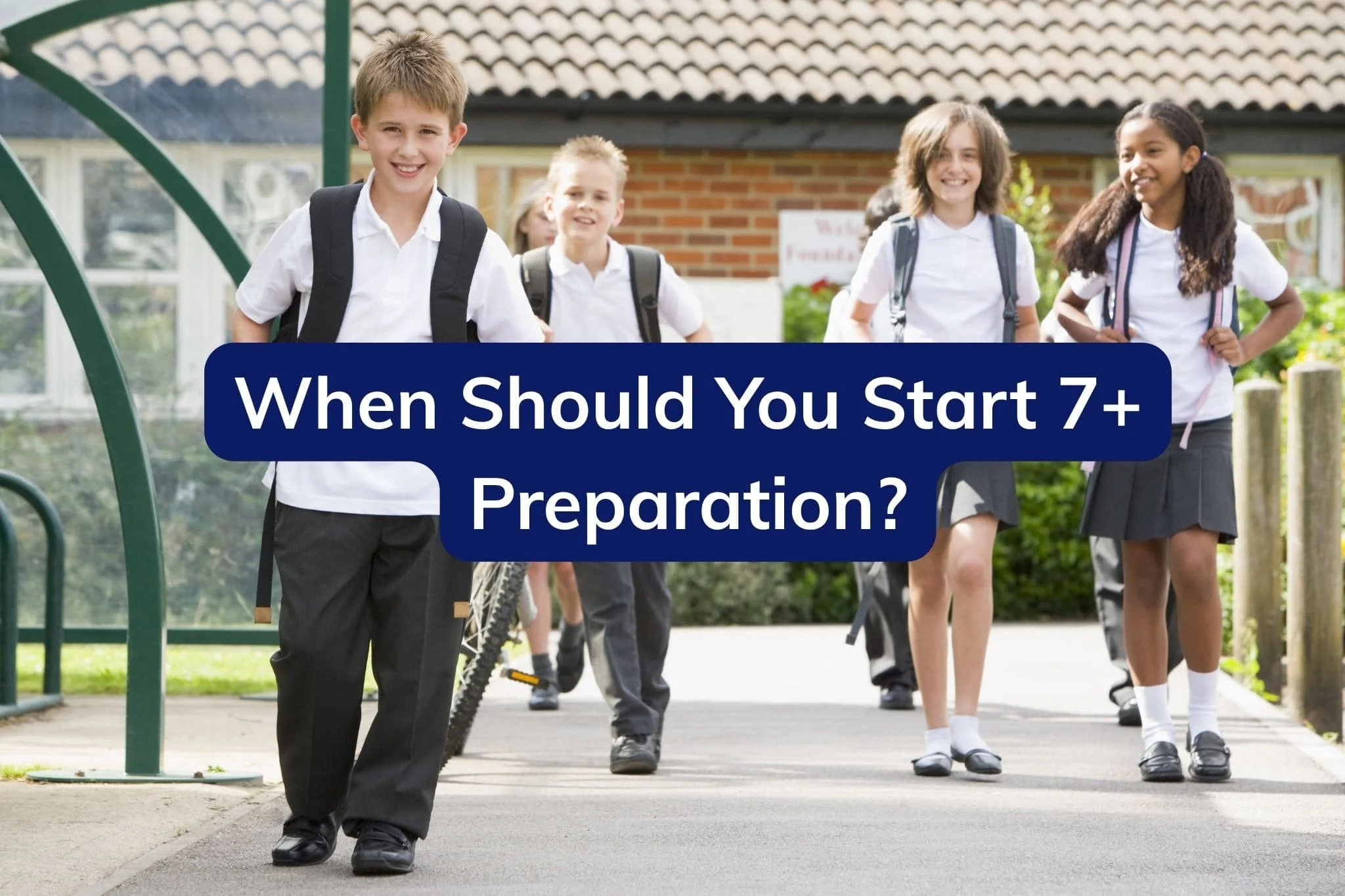 Child preparing for the 7+ entrance exam with English and Maths study materials and 7+ preparation resources