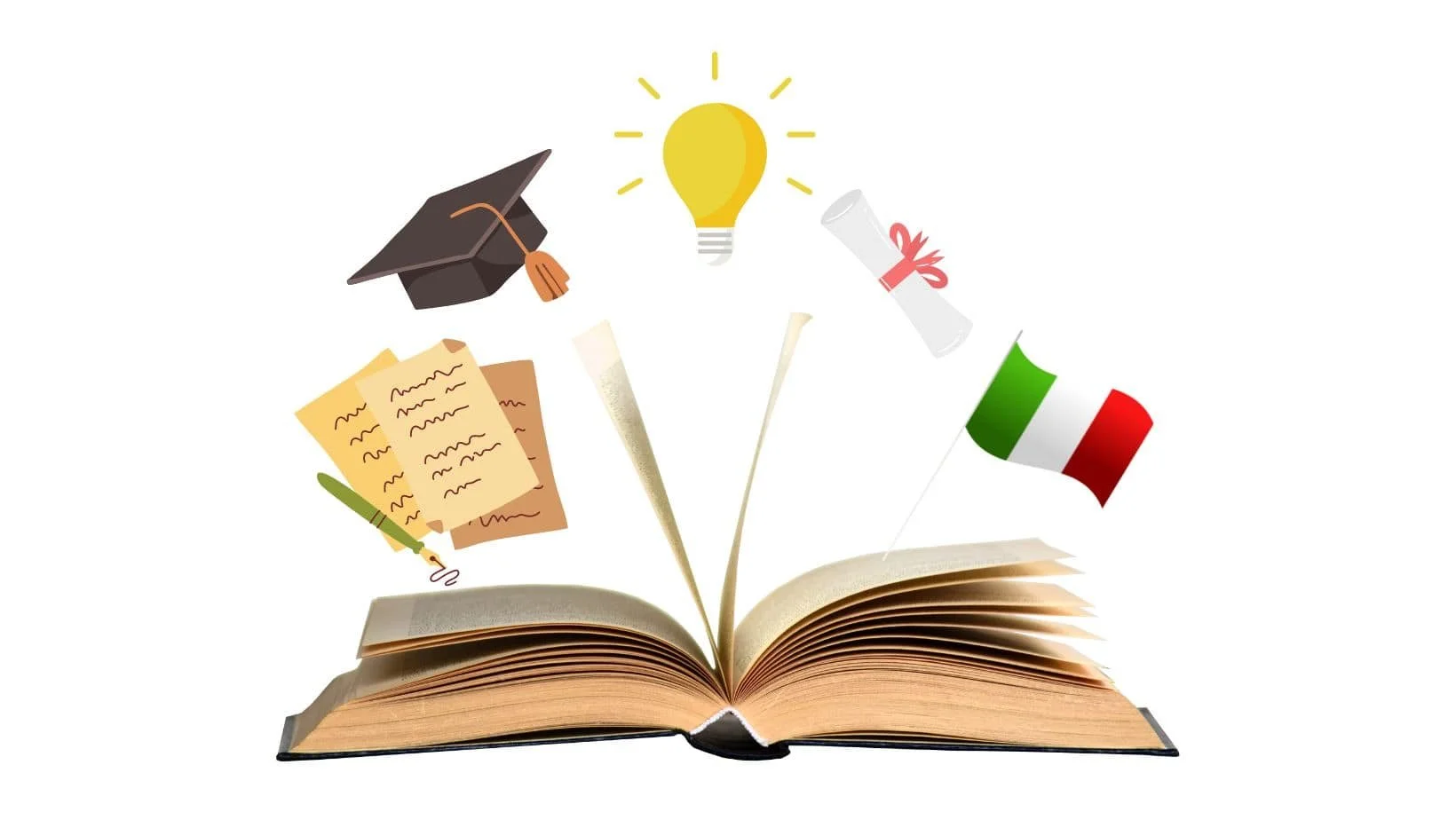 Open Book with Graduation Hat and University Scroll: Italian Personal Statement Tips