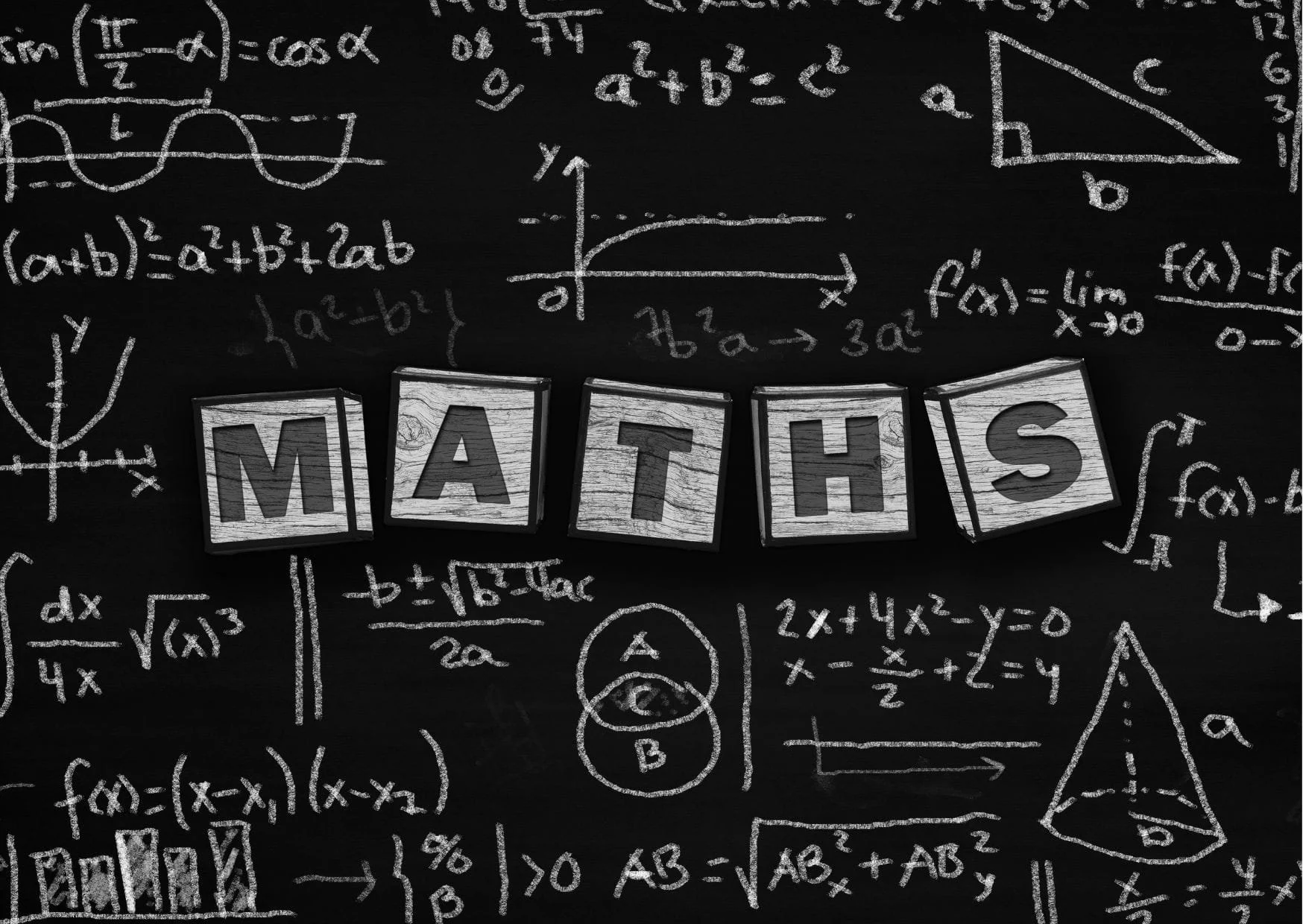 Image with the text 'Maths' and mathematical equations and other functions for TARA success