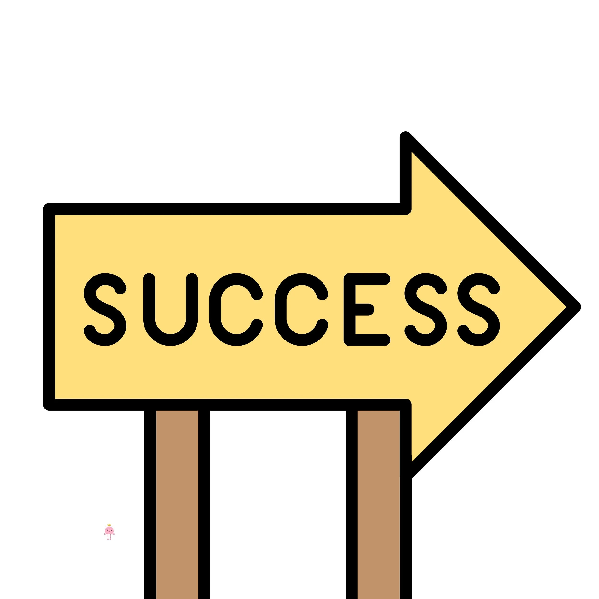 Cartoon image of signpost saying 'success'