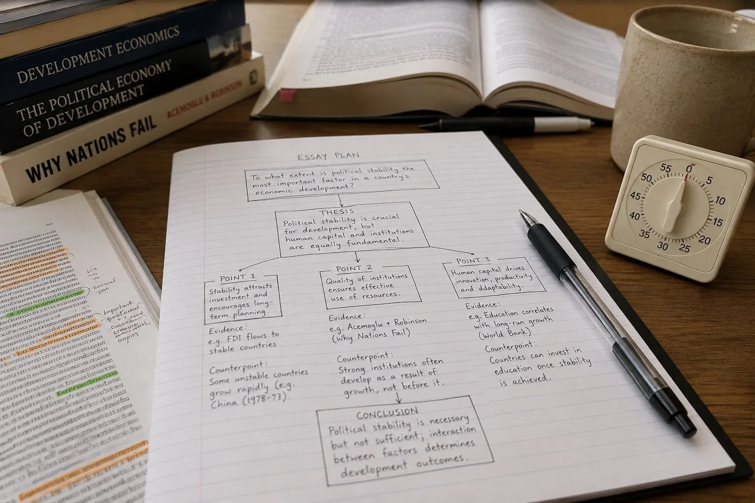 TARA essay preparation session showing Oxbridge-style argument planning, critical thinking and university admissions test writing skills
