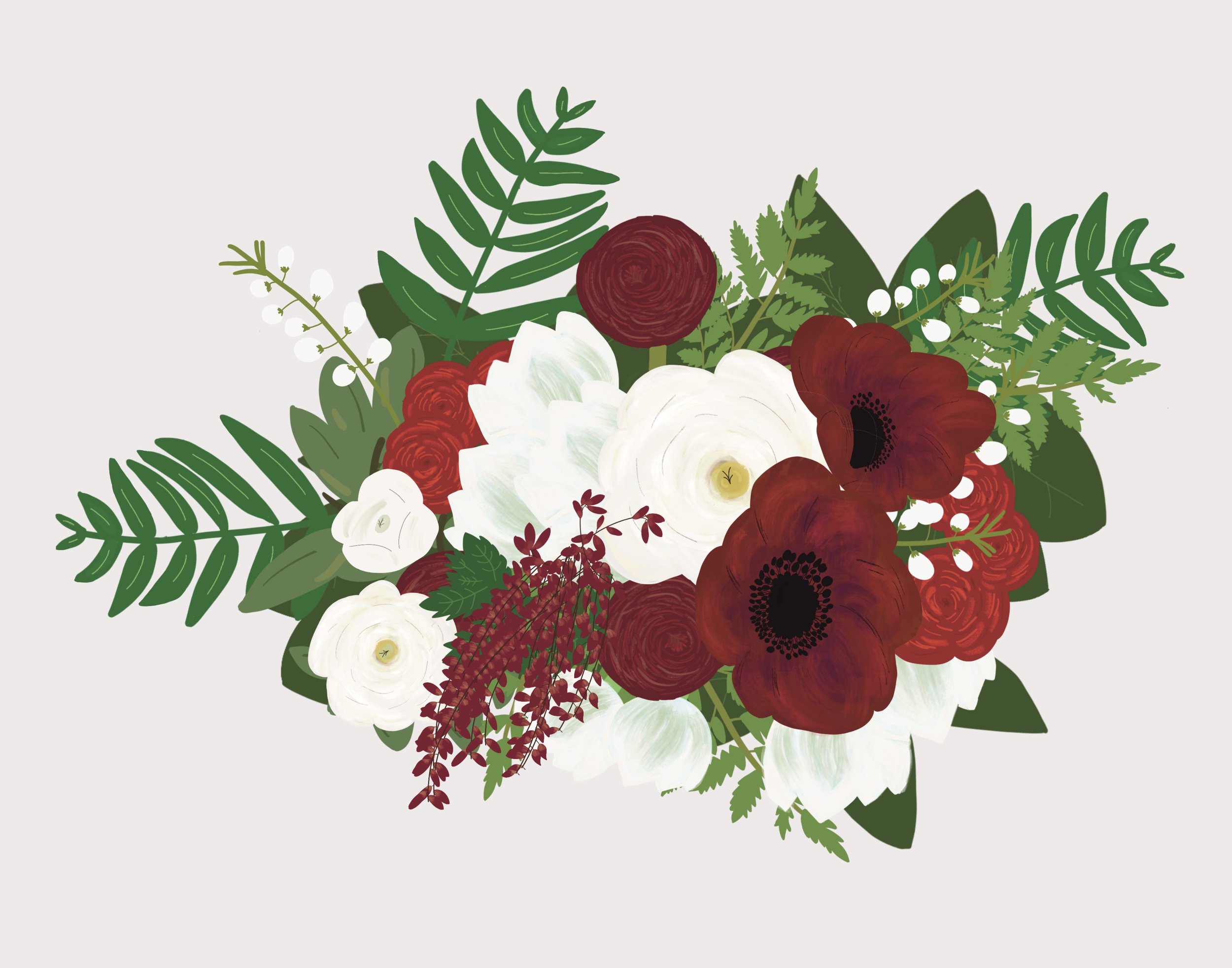 Modern bouquet preservation by poppyseed bouquet illustration