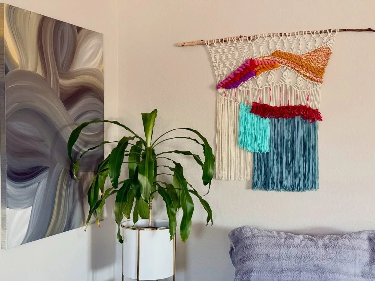 I&rsquo;ve always loved the freestyle form of macrame + weaving. This is my first attempt creating a project like this and I must say I&rsquo;m very proud of this one. It was over a year of starting and stopping between other projects, but was worth 
